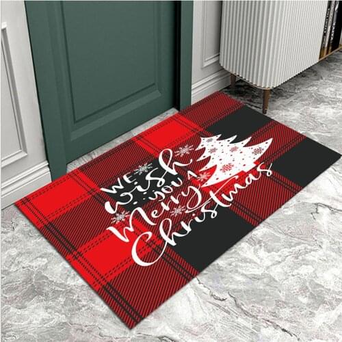 Christmas Entrance Doormat Rubber Long Strip Door Mat Indoor Living Room Bathroom Home Decoration Carpet Durable Non-Slip Rug