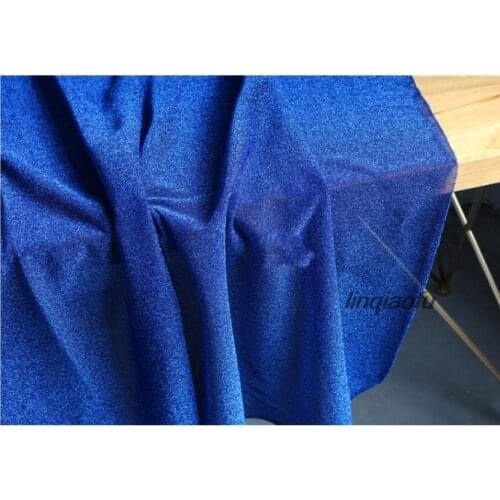 Blue diamond flash cloth double layer silk texture mesh fabric dress stage fashion fabric