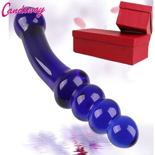 Glass Anal Beads Toys Dildo Blue EROTIC Penis Crystal Butt Plug Prostate Massager G-spot Masturbation Sex toys for Women men