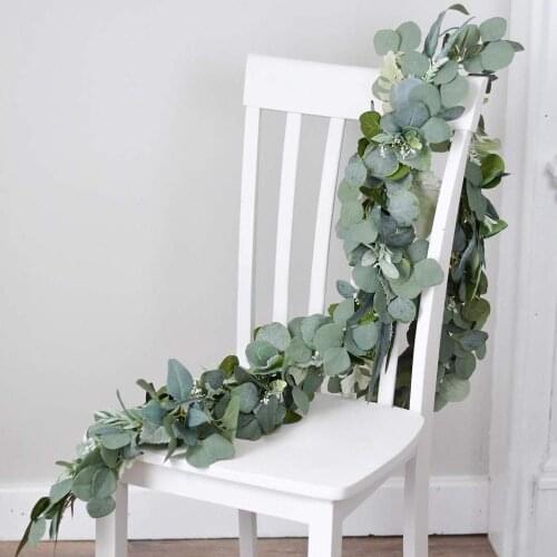 Wedding party holiday Artificial Fake Eucalyptus Garland Leaf Vine Green Leaves Garden Decor