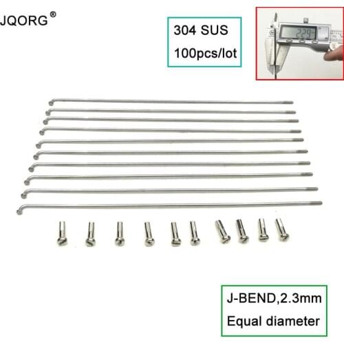 100 pcs/lot 13G Bicycle Spokes 304 Stainless Steel Material Electric Bike Spokes For Motor Wheel Diameter 2.3mm Sliver 13K Spoke