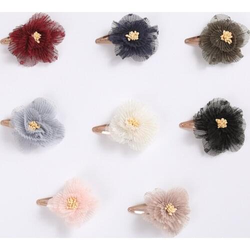 24 Pcs/Lot, 2.75" Mesh Flower Hair Clips, Baby Girls Flower Hair grips
