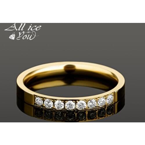 2021 New Top Iced Out Luxury Cubic Zirconia Ring Stainless Steel Hip Hop Fashion Jewelry wedding eternity Women Ring For Gift