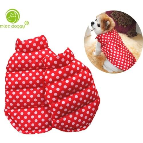 Lovely Polka Dot Printed Pet Dog Coat Winter Thickening Warm Clothes for Dogs Cute Princess Chihuahua Casual Windproof Jacket20E