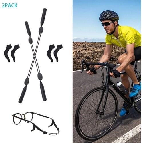2 Pack Adjustable No Tail Eyeglasses Glasses Sunglasses Holder Strap Cord Glasses String With Ear Hook
