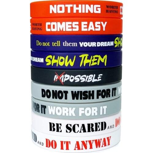 300pcs Motivational with Inspirational Silicone Bracelets Rubber Wristbands Free Shipping by DHL