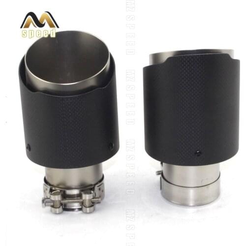 Car accessories exhaust muffler tail throat universal straight edge lusterless carbon fiber atomized stainless steel for BMW E46
