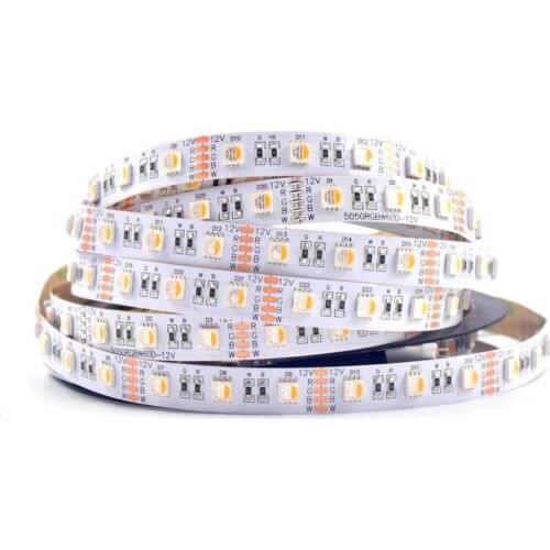 WHITE PCB 5050 SMD 4-in-1 RGBW(cool white) LED Strip;DC12V input 5m long;non-waterproof;IP33