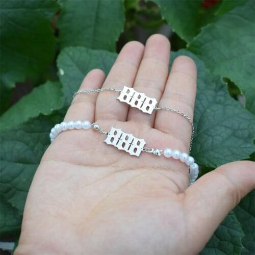 Angel Number Bracelet 111 222 333 444 555 666 777 888 999 Anklet For Women Imitation Pearls Chain Beach Jewelry Feet BFF Jewelry