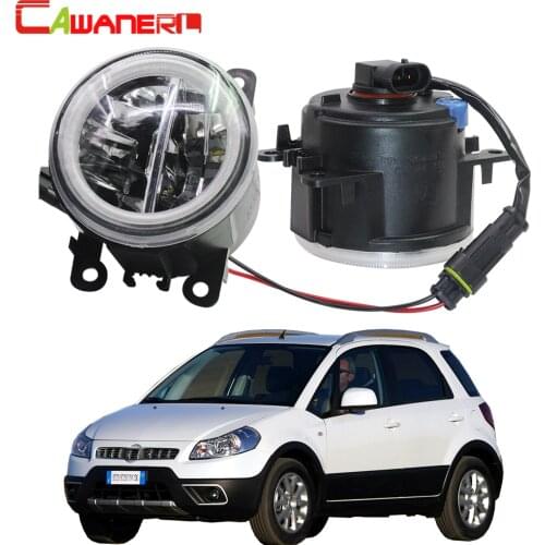 Cawanerl For Fiat Sedici 2009-2016 Car Accessories 4000LM LED Lamp Fog Light + Angel Eye DRL Daytime Running Light H11 12V