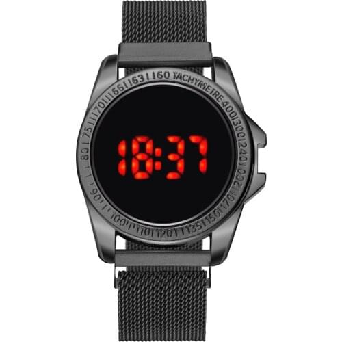 Mens Watches Magnet Buckle Sport LED Watches Men Digital Clock Male Stainless Steel Mesh Watchband New Relogio Masculino