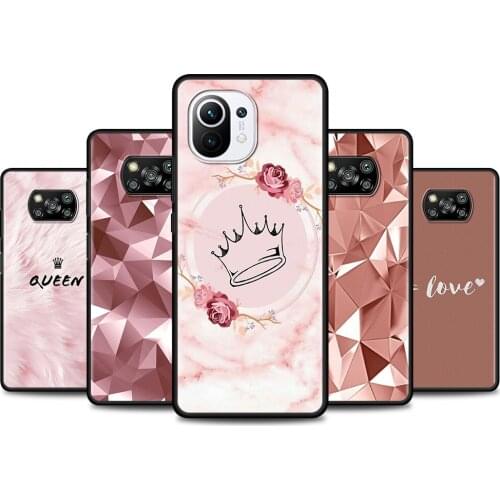 Case For Poco X3 M3 Pro NFC F1 Caso Soft Para for Mi Note 10 Lite Capa for Mi CC9 Pro CC9E A3 A2 Coque Rose Pink Princess Queen