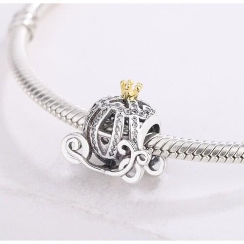 For Pandora 925 Sterling Silver Charm Halloween Pumpkin Car Crown Beads For Charm Bangles Woman Jewelry Making Accessories