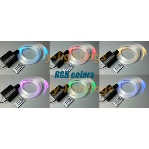 For sales DIY fiber optic light kit home decoration optical fiber celing light RGBW LED wireless flash fade jump modes New 16w