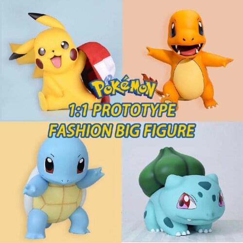 1:1 Large Anime Pokemon Pikachu Psyduck Squirtle Togepi Eevee Manga Statue Figurines PVC Action Figure Collectible Model Toys