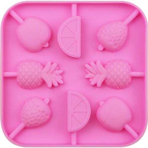 8 Cavity Lollipop Mold Silicone Fruits Shape Lollipop Candy Tray Cake Chocolate Mould Ice Pan Baking Decorate Tools