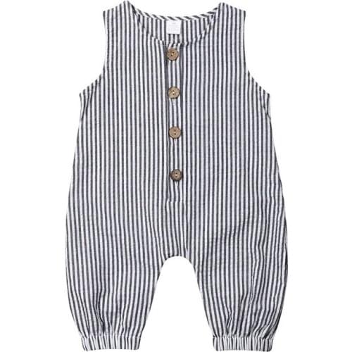 Newborn Baby Boy Girl Cotton Stripe Vest Sleeveless Romper Jumpsuit Clothes Outfits Sunsuit Summer