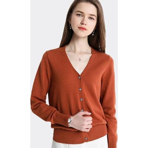 Women Sweater Knitted Cardigan 2020 new womens sweater fashion V-neck Loose Sweater Cardigan Long Sleeve Female Knit Coat