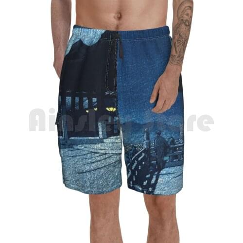 Kiyomizu Dera Temple In Kyoto By Kawase Hasui Beach Shorts Men Beach Pants Swim Trunks Japan Japanese Nihon Hokusai