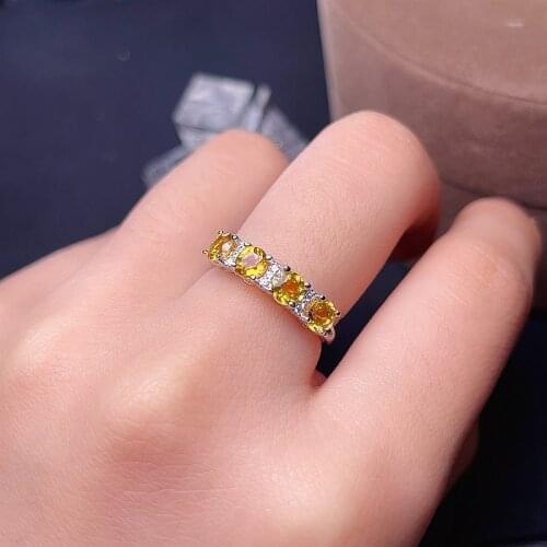 Natural citrine ring, 925 silver, bright blue, fresh and refined, beautiful mood ring