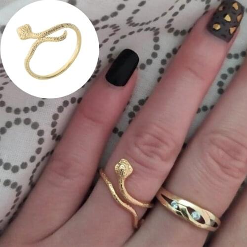 GORGEOUS TALE New Fashion Hot Stainless Steel Snake Ring Gold-color Bague Serpent Snack Rings For Women Cute Party Jewelry Gifts