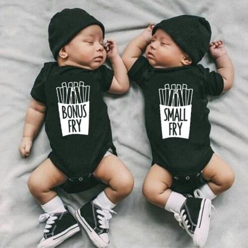 Baby Pregnancy Announcement Gender Reveal Bodysuits Bonus Small Fay Baby Shower Gift Newborn Boys Girls Twin Playsuit 0-24M