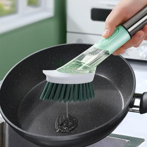 Joybos 2 In 1 Kitchen Cleaning Brush With Dish-washing Sponge Long Handle Dish Washing Brush Household Cleaning Tools