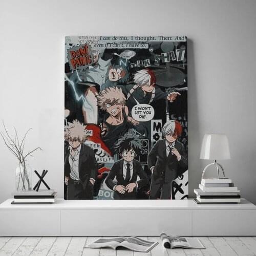 Wall Art Deku and Todoroki Bakugo Aesthetic Canvas Paintings Printed Anime Pictures Home Decoration Modular Poster Living Room