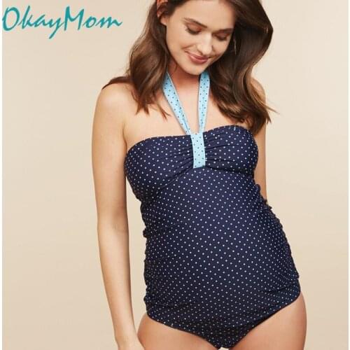 OkayMom 5XL Plus Size Maternity Swimwear Pregnant Women Sexy Two Pieces Swimsuit Pregnancy Wear Halter Beach Bathing Suits 2019