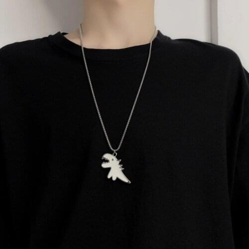 Gothic Style Dinosaur Neck Pendant Women Men Long Chain Goth Necklaces Couple Jewelry 2021 Cool Streetwear Kpop Collar For Girls