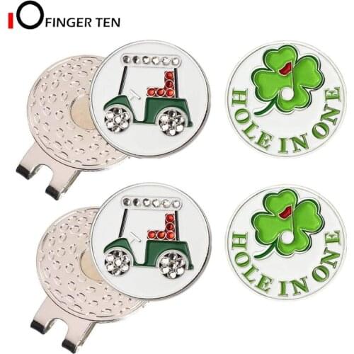 Durable Strong Removable Magnetic Golf Hat Clip 2 Pcs with 4 Golf Ball Markers Attaches Easily to Cap Drop Shipping