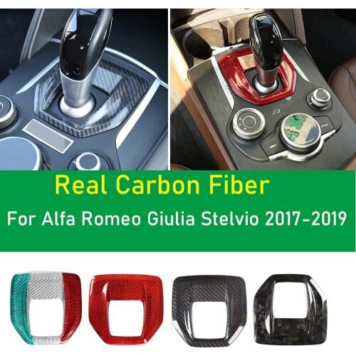 Real Carbon Fiber Car Center Console Gear Shift Panel Cover Trim Fit For Alfa Romeo Giulia Stelvio 2017-2019 Car Accessories