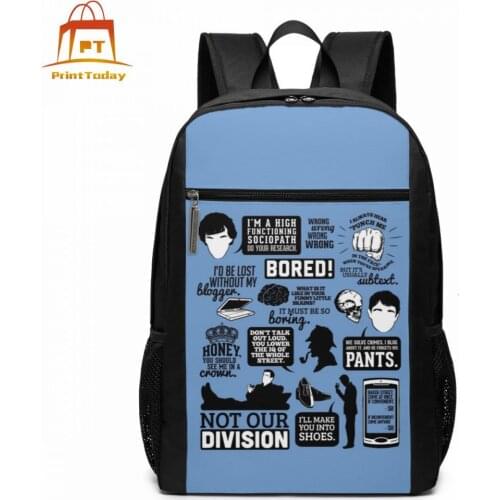 Sherlock Backpack Sherlock Backpacks Teen High quality Bag School Multifunctional Mens - Womens Print Bags