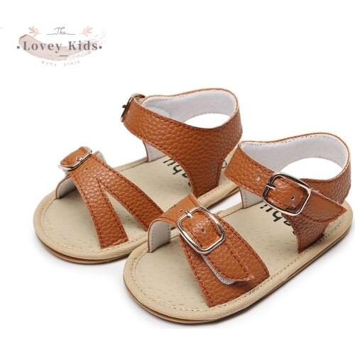Baby Boys Girls Sandals 2021 NEW PU Sandals Shoes Anti-Slip Flat Toddler Outdoor First Walker Shoes