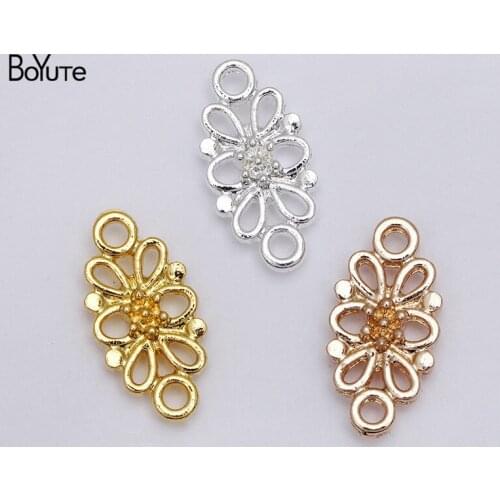 BoYuTe (200 Pieces/Lot) 18*26MM Metal Alloy Flower Charms Connector Diy Handmade Jewelry Findings Components