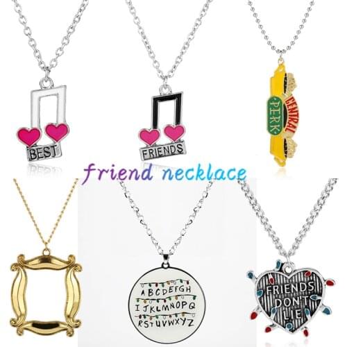 TV Jewelry Friends " Friends Don't Lie " Retro Heart Pendant Necklace Chain Stranger Things Necklace Colar Friend Gift