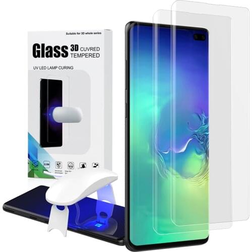 Uv Glass for Galaxy S10 Plus Screen Protector Tempered Glass For S10Plus Curved Cover Film Mobile Phone Accessories