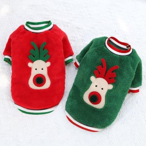 Pet Dog Christmas Clothes Winter Warm Fleece Sweatshirts Cute Deer Xmas Puppy Costume Holiday Outfits for Chihuahua Bichon Teddy