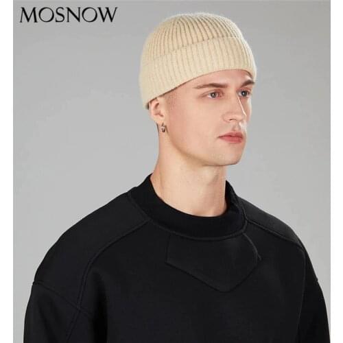 Winter Hat For Men New Docker Cap Warm Knitted Beanie Men Skullcap Unisex Brimless Cap Solid Color Woman Beanie Male Hip Hop Hat