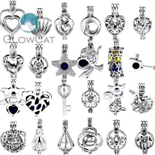 1X Geometry Fatima Hand Locket Oyster Pearl Beads Cage Essential Oil Diffuser Kids Girl Best Gift