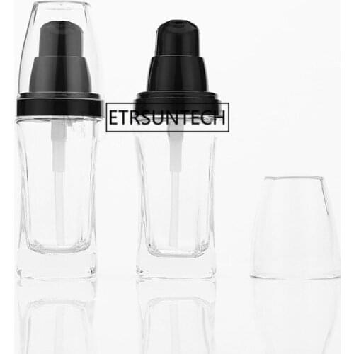 30ml Clear Glass Bottle with Black Pump for Lotion Essential Oli Moisturizer Facial Water Liquid Cream F1945