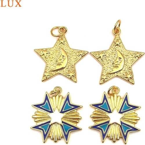 5pcs Shiny Brass Pendant For Necklace Tiny Star Pendant Dainty Star Pendant Delicate Pendant For Women Jewelry Gift Finding