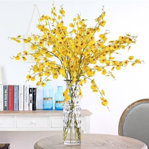 5pcs/lot Denisfen Real Touch Flower Long Branch Dancing Orchid Flore Artificial Plants Fake Flowers Home Decoration AFO1032