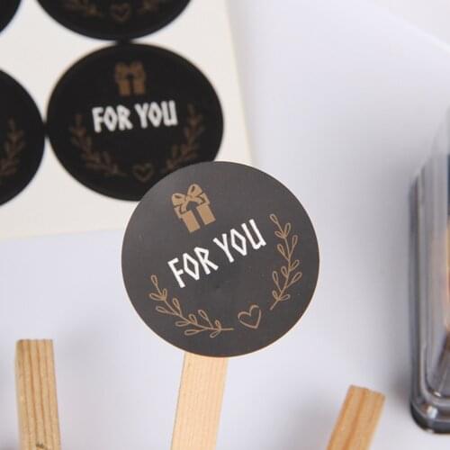 60pcs Cute For you Seal Sticker Round Black Seal Sticker Mutifunction DIY Decorative Gifts Package Labels for Baking