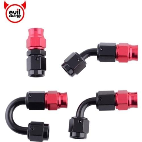 Evil energy AN3 Aluminum PTFE Fitting Adapter 0/45/90/180 Degree Fuel / Swivel Reusable Hoes End Fit Oil Hose Line E85