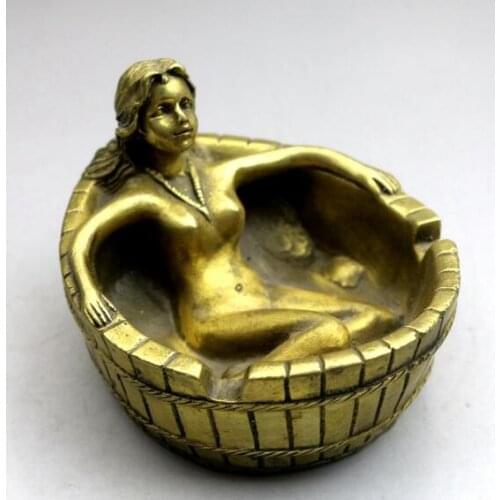 Antique bronze antique brass copper ashtray ashtray Home Furnishing erotic fashion creative beauty decoration