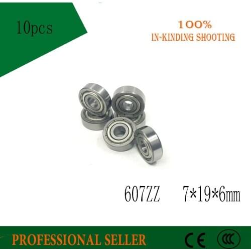 Free shipping 10pcs 607ZZ ABEC-1 607-2Z miniture ball bearing 7*19*6MM 607 ZZ deep groove ball bearings