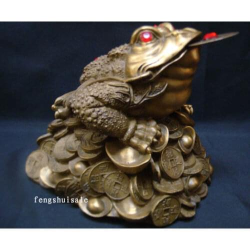 BIG Feng Shui Brass Three Legged Toad, Money Frog
