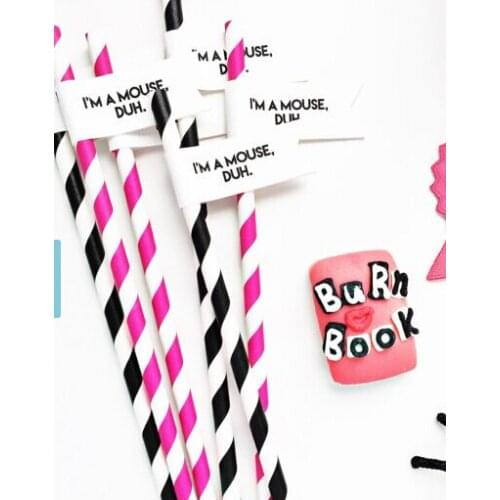 I'm A Mouse Duh halloween Paper Straws With Flags Wedding bridal shower stagette / Bachelorette Party Drinkware tools