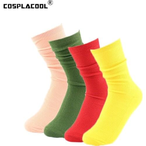 [COSPLACOOL]Women Harajuku Cute Colorful Socks Korean Long Heap Heap Sokken Warm Art Red Green Yellow Calcetines Mujer Sox